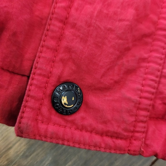 VTG 90s Marlboro Red Country Store Red Down Jacket Coat Logo Patch Size Medium - Picture 4 of 16